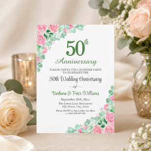 Invitation Fête surprise 50 ans de mariage Roses