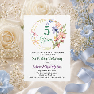 Invitation Fête surprise 5e anniversaire de mariage Floral