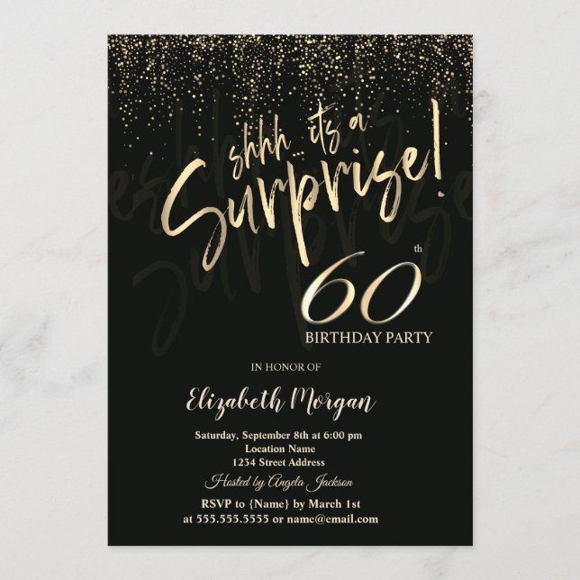 Invitation Fête surprise 60 ans en Or festif (Devant)