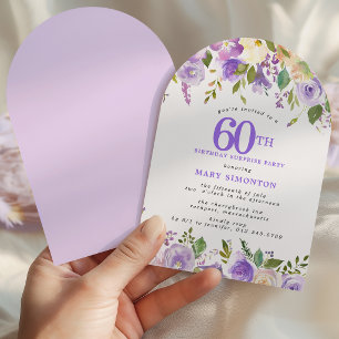 Invitation FÊTE SURPRISE 60e Anniversaire Arche Florale Viole