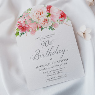Invitation FÊTE SURPRISE 90e anniversaire Elegant Pony Rose