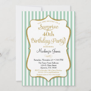 Invitation Fête Surprise Anniversaire Monnaie Vert Or