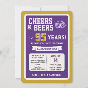 Invitation Fête surprise au bar sportif À 95 ans, à votre san
