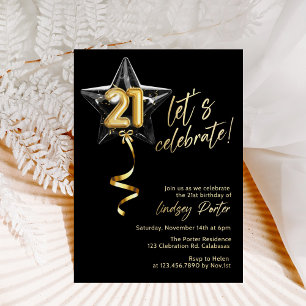 Invitation Fête surprise, Célébrons,21, Vingt et Un