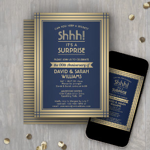 Invitation Fête surprise d'anniversaire de mariage Chut ! Ble