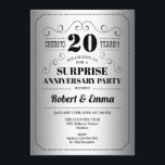 Invitation Fête surprise du 20e anniversaire - Noir argenté<br><div class="desc">Invitation de fête surprise pour les 20 ans de mariage
Design simple de style rétro en faux papier d'argenté et noir. Parfait pour une célébration élégante ! Peut être personnalisé pour n'importe quelle année.
Veuillez m'envoyer un message si vous avez besoin d'une personnalisation supplémentaire.</div>