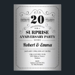 Invitation Fête surprise du 20e anniversaire - Noir argenté<br><div class="desc">Invitation surprise pour les 20 ans de mariage
Design simple de style rétro en faux papier d'argenté et noir. Parfait pour une célébration élégante ! Peut être personnalisé pour n'importe quelle année.
Veuillez m'envoyer un message si vous avez besoin d'une personnalisation supplémentaire.</div>