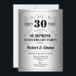 Invitation Fête surprise du 30e anniversaire - Noir argenté<br><div class="desc">Invitation pour une fête surprise pour les 30 ans de mariage
Design simple de style rétro en faux papier d'argent et noir. Parfait pour une célébration élégante ! Peut être personnalisé pour n'importe quelle année.
Veuillez m'envoyer un message si vous avez besoin d'autres personnalisations.</div>