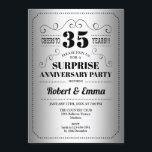 Invitation Fête surprise du 35e anniversaire - Noir argenté<br><div class="desc">Invitation surprise pour une fête d'anniversaire de mariage de 35 ans
Design simple de style rétro en faux papier d'argenté et noir. Parfait pour une célébration élégante ! Peut être personnalisé pour n'importe quelle année.
Veuillez m'envoyer un message si vous avez besoin d'une personnalisation supplémentaire.</div>