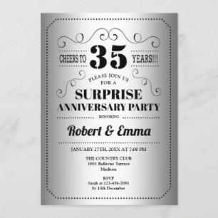 Invitation Fête surprise du 35e anniversaire - Noir argenté