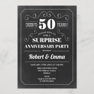 Invitation Fête surprise du 50e anniversaire - Tableau noir