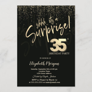 Invitation Fête surprise Or festif 35e anniversaire