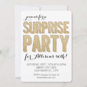 Invitation Fête surprise paillettes