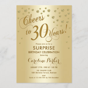 Invitation Fête surprise pour 30 ans - Or