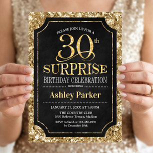 Invitation Fête surprise pour 30 ans - Or Noir