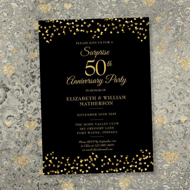 Invitation Fête surprise pour 50 ans de mariage (Surprise Party 50th Wedding Anniversary Invitation)