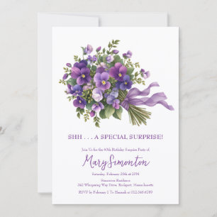 Invitation Fête surprise pour 60e anniversaire Bouquet floral