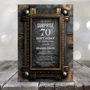 Invitation Fête surprise pour 70 ans avec ardoise à cadre dor