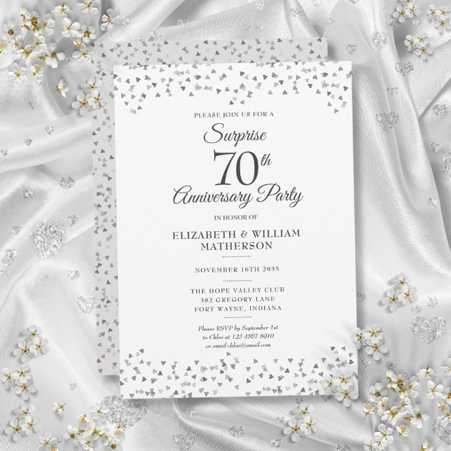 Invitation Fête surprise pour 70 ans de mariage (Surprise Party 70th Wedding Anniversary Invitation)