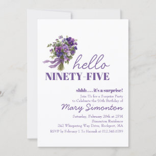 Invitation Fête surprise pour 95e anniversaire Bouquet floral