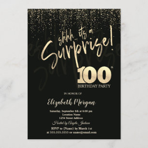 Invitation Fête surprise pour le 100e anniversaire en Or fest
