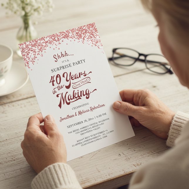 Invitation Fête surprise pour le 40e anniversaire avec confet (Créateur téléchargé)