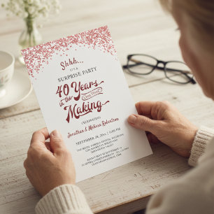 Invitation Fête surprise pour le 40e anniversaire Confettis r