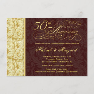 Invitation Fête surprise pour le 50e anniversaire - Damassé d