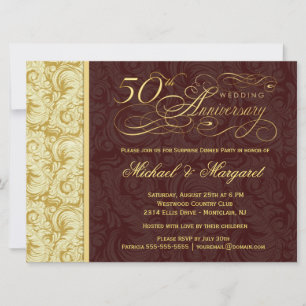 Invitation Fête surprise pour le 50e anniversaire - Damassé d