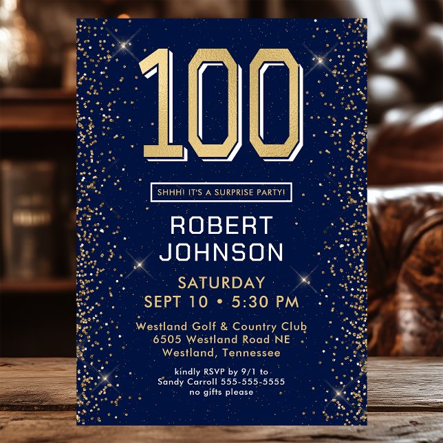 Invitation Fête surprise pour les 100 ans de la Marine modern (Créateur téléchargé)