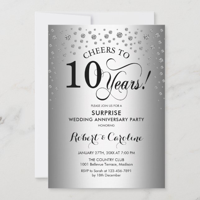 Invitation Fête surprise pour les 10 ans d'anniversaire - Noi (Devant)