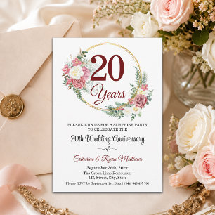 Invitation Fête surprise pour les 20 ans de mariage - Floral