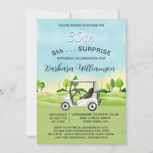 Invitation Fête surprise pour les 30 ans de golf pour femme