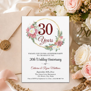 Invitation Fête surprise pour les 30 ans de mariage - Floral