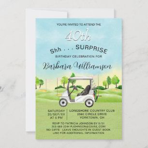 Invitation Fête surprise pour les 40 ans de golf Lady thème 