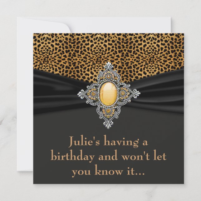Invitation Fête surprise pour les 40 ans de la femme léopard (Devant)