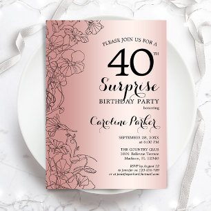 Invitation Fête surprise pour les 40 ans Rose Gold