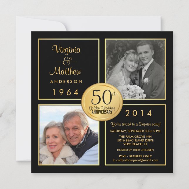 Invitation Fête surprise pour les 50 ans de mariage (Devant)