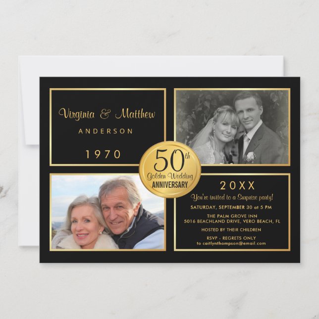Invitation Fête surprise pour les 50 ans de mariage (Devant)