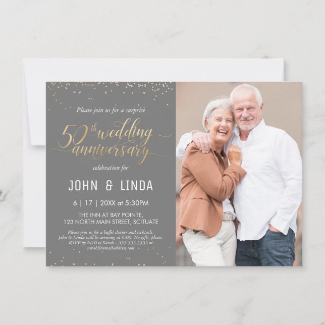 Invitation Fête surprise pour les 50 ans de mariage avec phot (Devant)