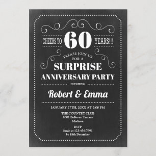 Invitation Fête surprise pour les 60 ans - Tableau noir