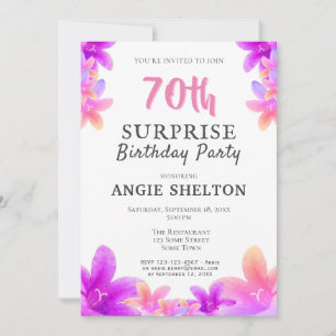 Invitation Fête surprise pour les 70 ans de Pink Bellflowers