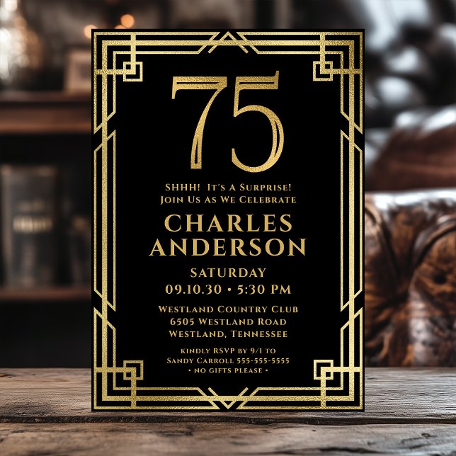 Invitation Fête surprise pour les 75 ans de Black Gold (Créateur téléchargé)