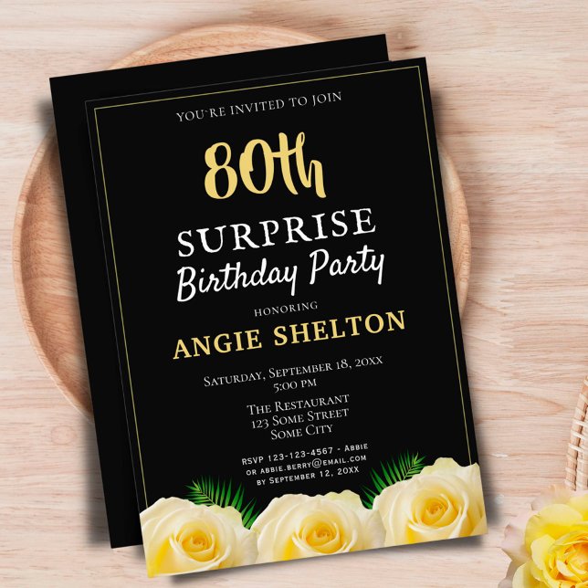 Invitation Fête surprise pour les 80 ans de Yellow Rose  (Créateur téléchargé)