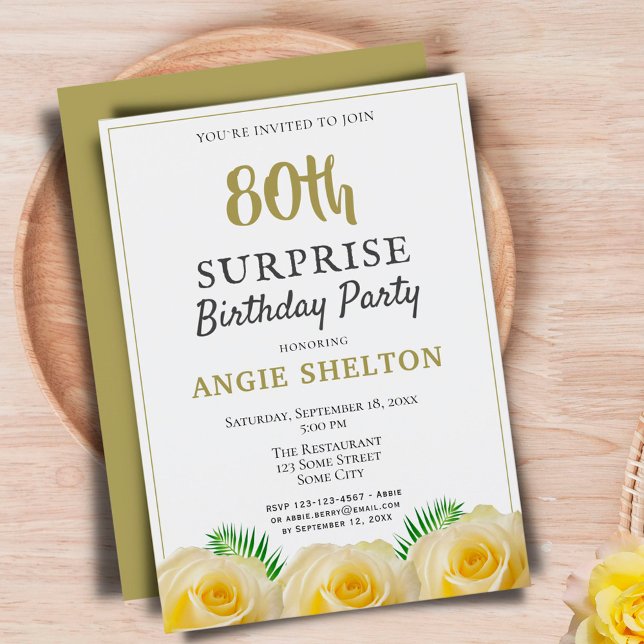 Invitation Fête surprise pour les 80 ans de Yellow Rose (Créateur téléchargé)