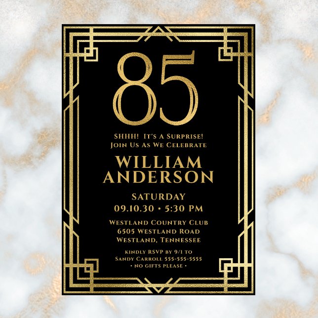 Invitation Fête surprise pour les 85 ans de Black Gold (Créateur téléchargé)