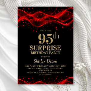 Invitation Fête surprise pour les 95 ans en noir et rouge