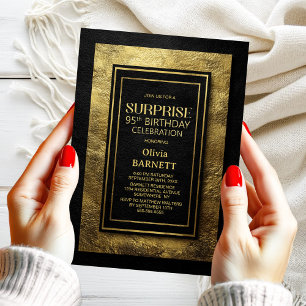 Invitation Fête surprise pour les 95 ans en or noir