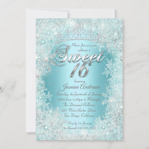 Invitation Fête Sweet 16 Bleu sarcelle Argent Hiver merveille