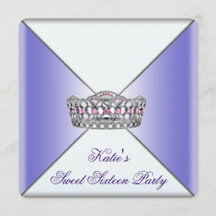 Invitation Fête Sweet 16 Couronne Violette
